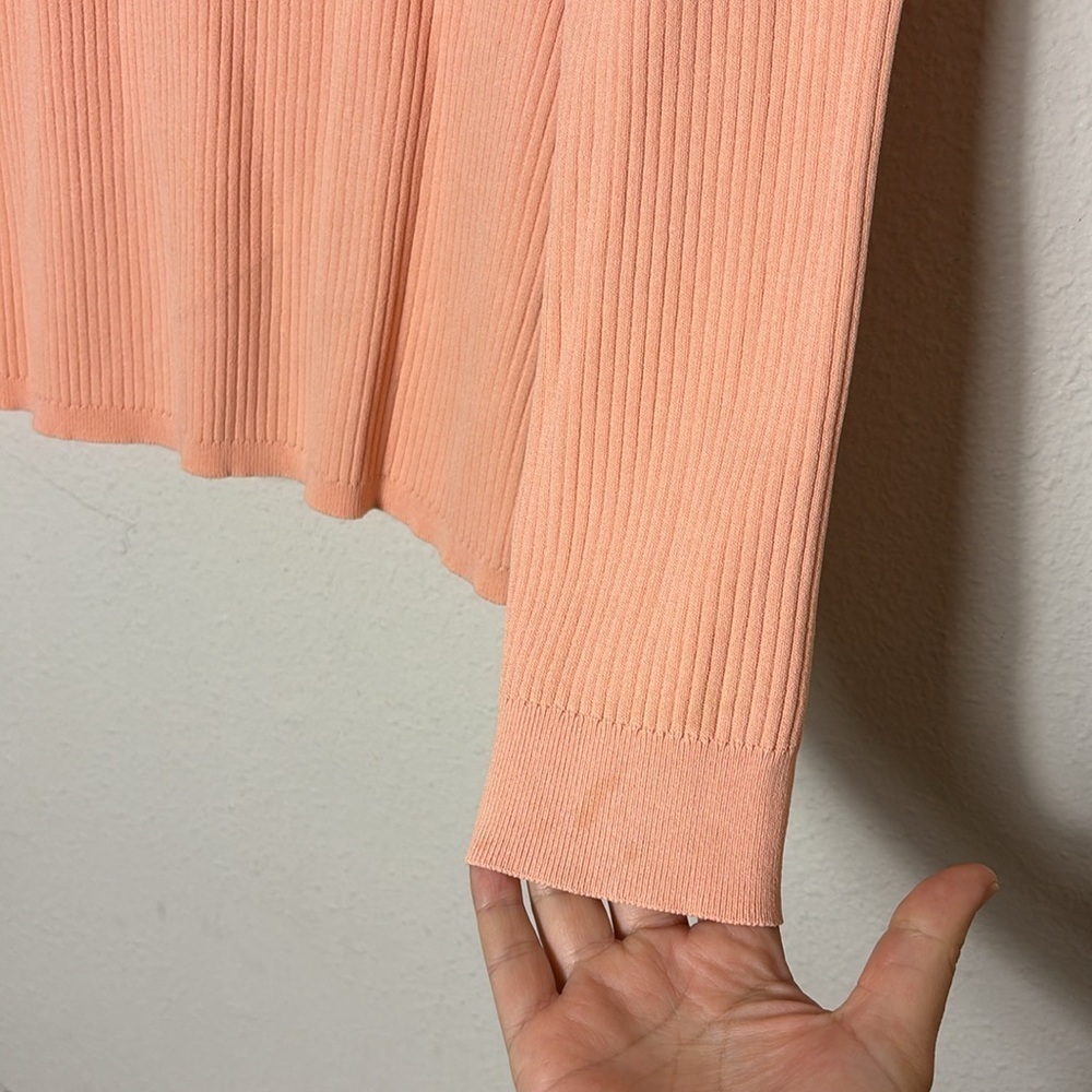 J. Crew Supersculpt ribbed stretch crewneck sweater T-Top Shirt in coral size L - Picture 9 of 11